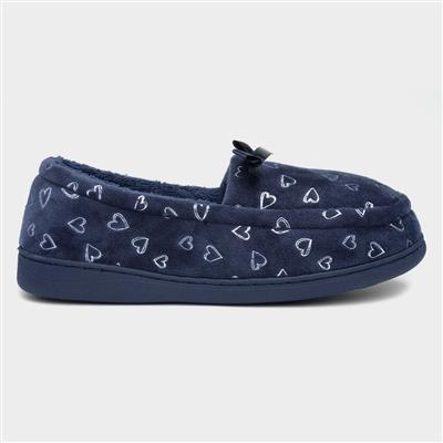 Womens Navy Hearts Moccasin