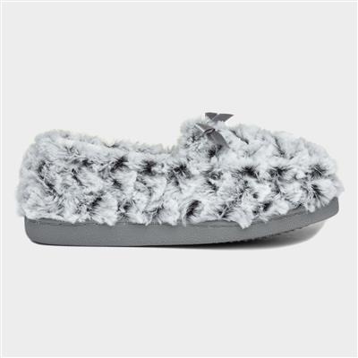 Womens Grey Textured Moccasin