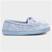 The Slipper Company Womens Blue Velour Moccasin (Click For Details)