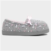 The Slipper Company Womens Grey Floral Moccasin (Click For Details)