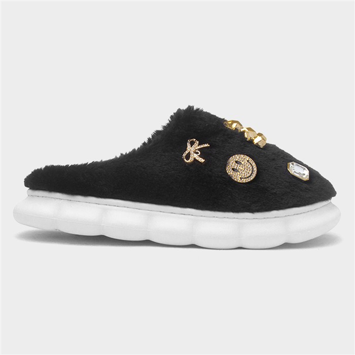 Lulu Womens Black Mule Slipper