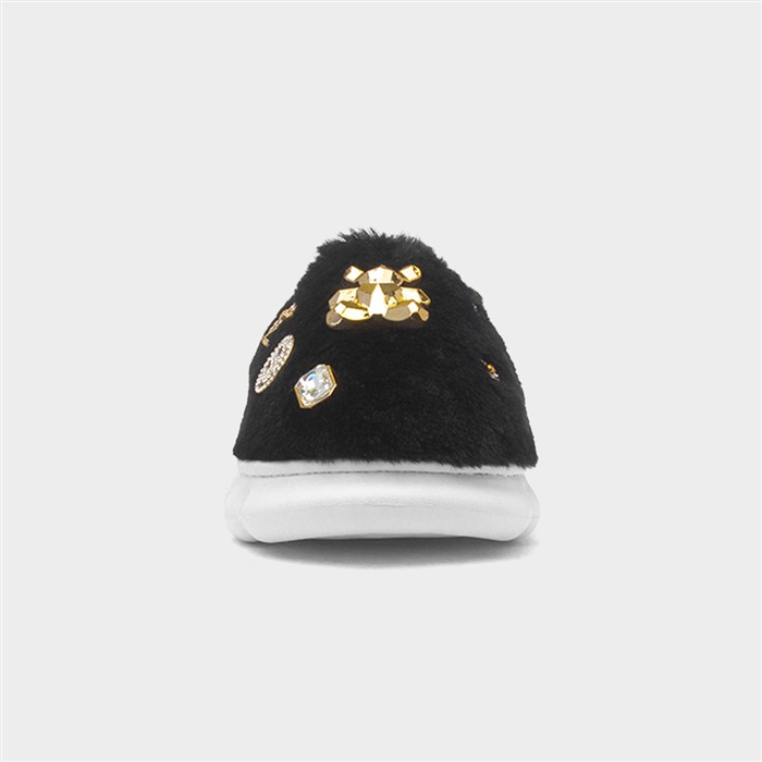 Lulu Womens Black Mule Slipper