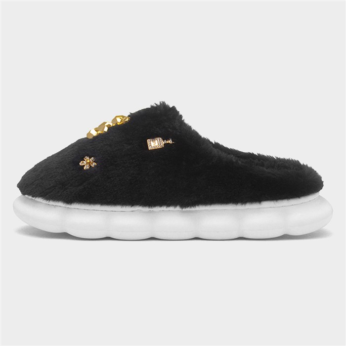 Lulu Womens Black Mule Slipper