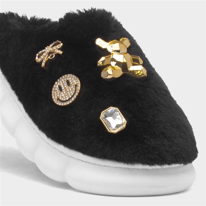 Lulu Womens Black Mule Slipper