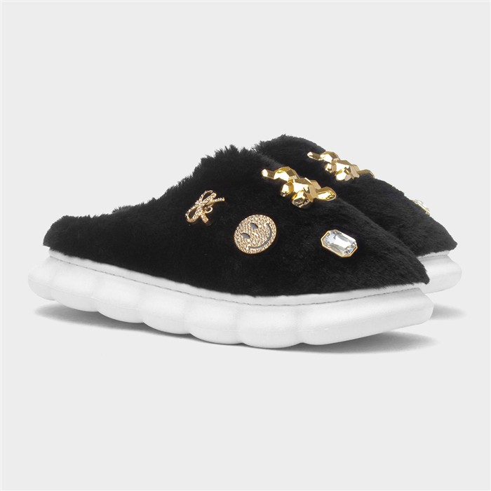 Lulu Womens Black Mule Slipper