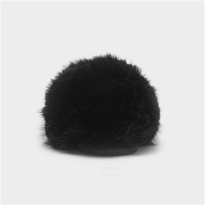 Mia Womens Black Fluffy Slipper