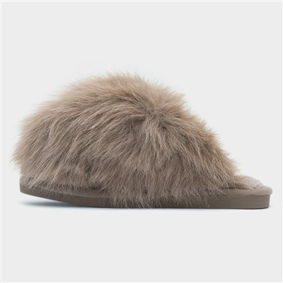 Mia Womens Mocha Fluffy Slipper