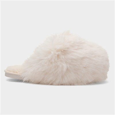 Mia Womens Cream Fluffy Slipper