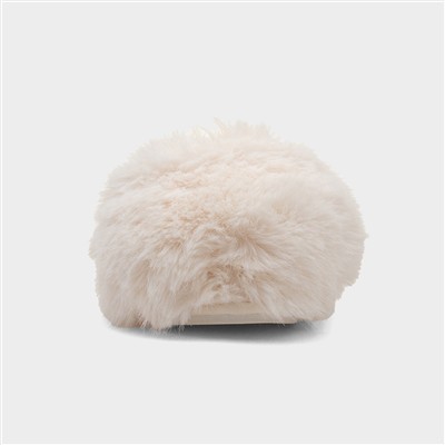 Mia Womens Cream Fluffy Slipper