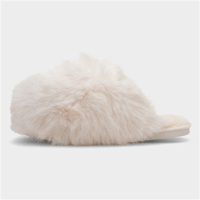 Mia Womens Cream Fluffy Slipper