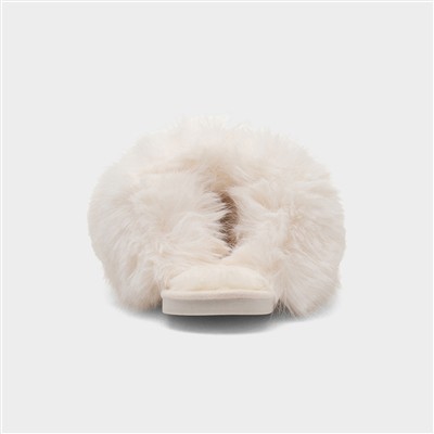 Mia Womens Cream Fluffy Slipper