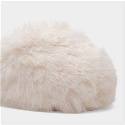Mia Womens Cream Fluffy Slipper