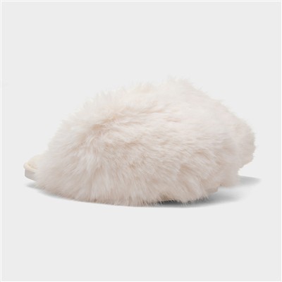 Mia Womens Cream Fluffy Slipper