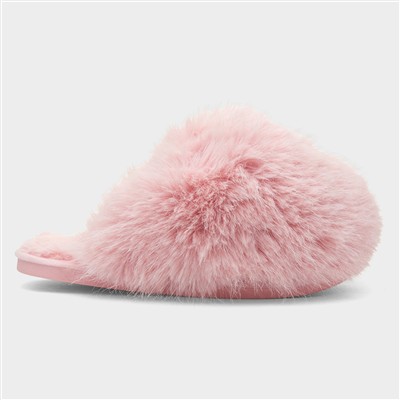 Mia Womens Pink Fluffy Slipper