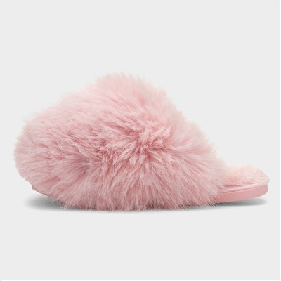 Mia Womens Pink Fluffy Slipper