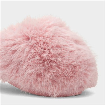 Mia Womens Pink Fluffy Slipper