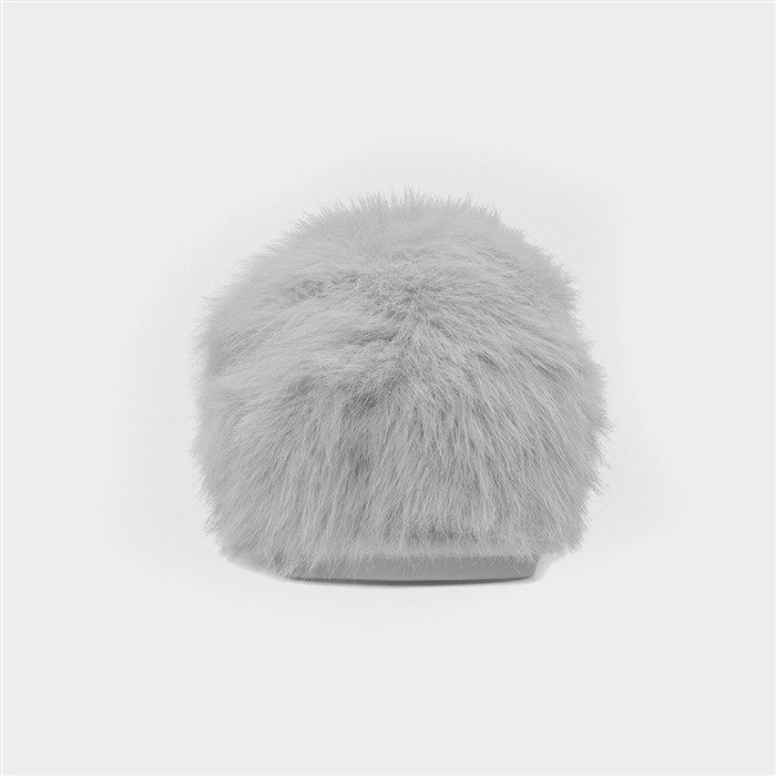 Mia Womens Grey Fluffy Slipper