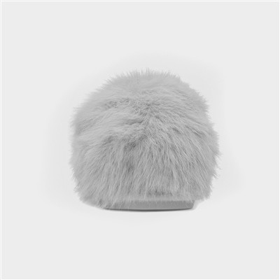 Mia Womens Grey Fluffy Slipper