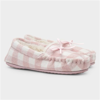 Serena Womens Pink Moccasin Slipper