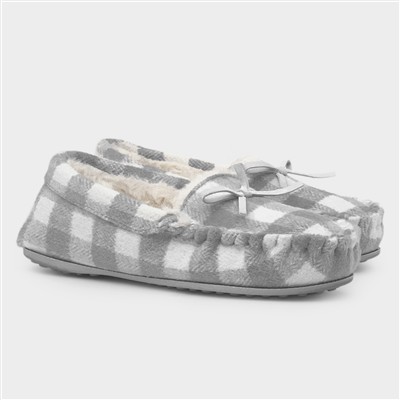 Serena Womens Grey Moccasin Slipper