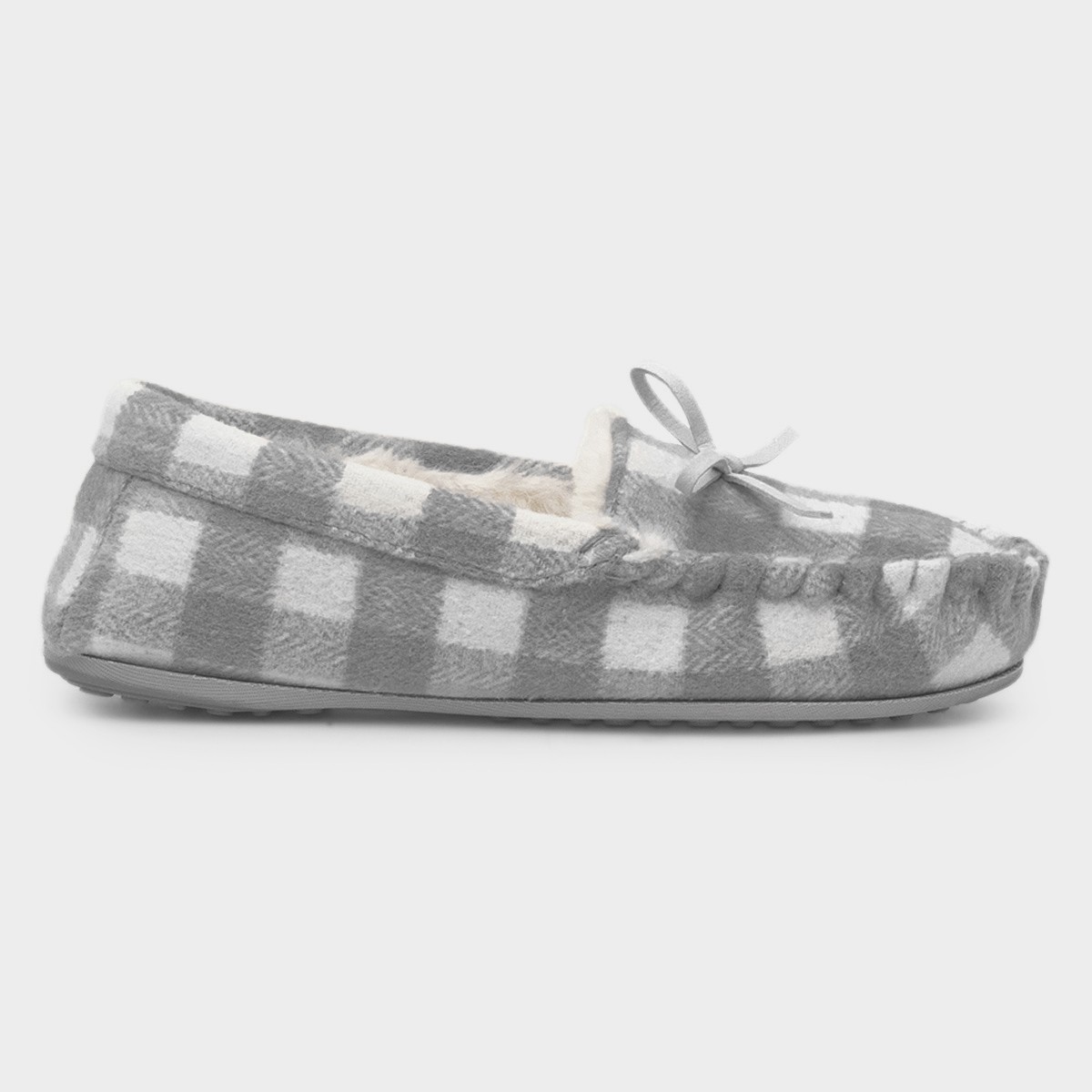 Serena Womens Grey Moccasin Slipper