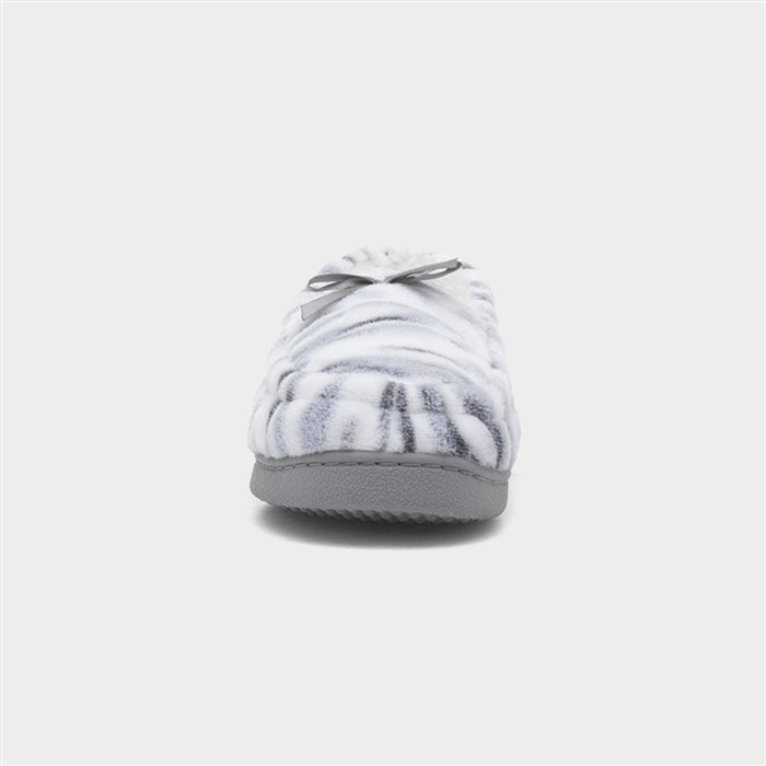 Womens Grey Zebra Moccasin