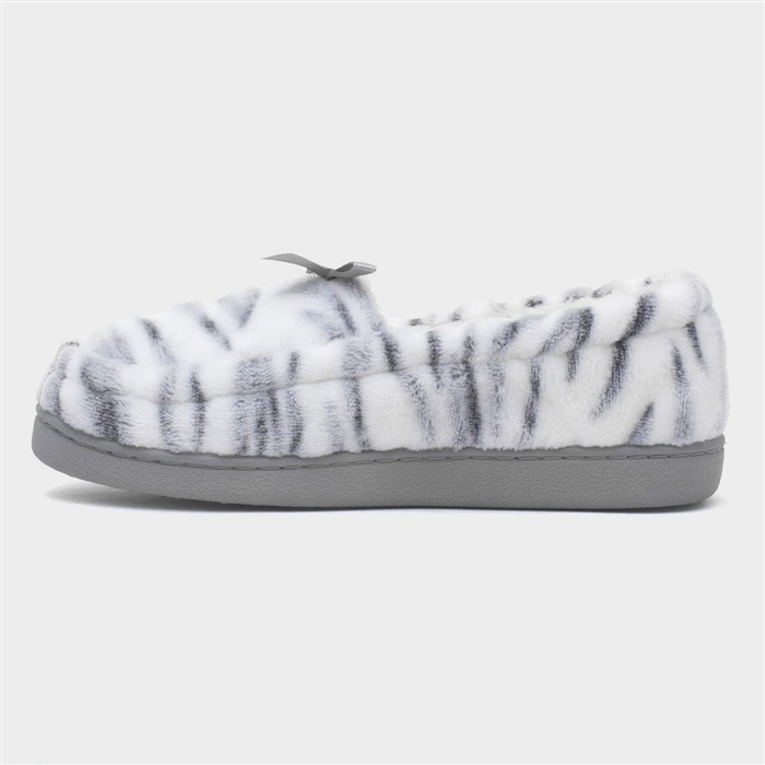 Womens Grey Zebra Moccasin