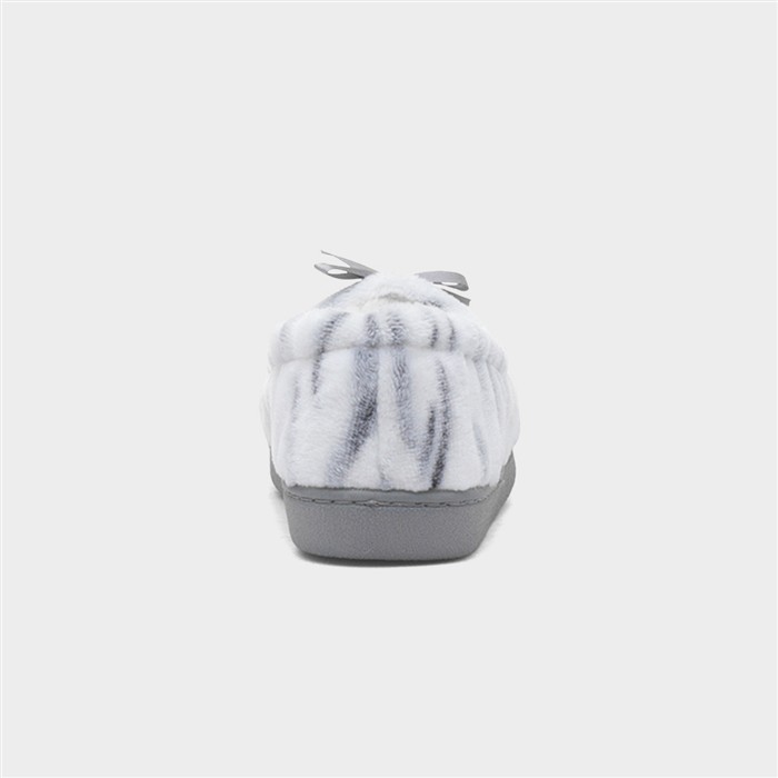 Womens Grey Zebra Moccasin