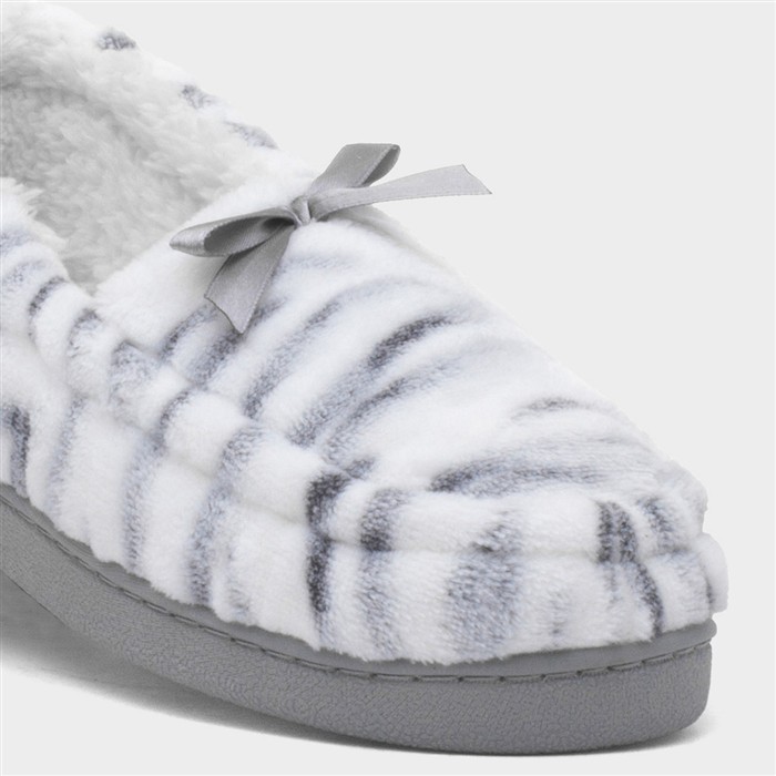 Womens Grey Zebra Moccasin