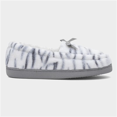 Womens Grey Zebra Moccasin