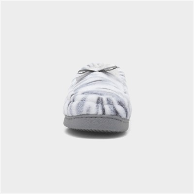 Womens Grey Zebra Moccasin