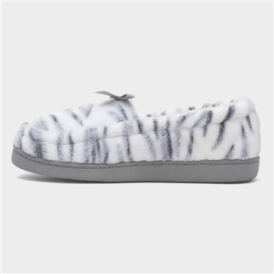 Womens Grey Zebra Moccasin