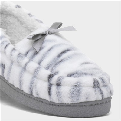 Womens Grey Zebra Moccasin