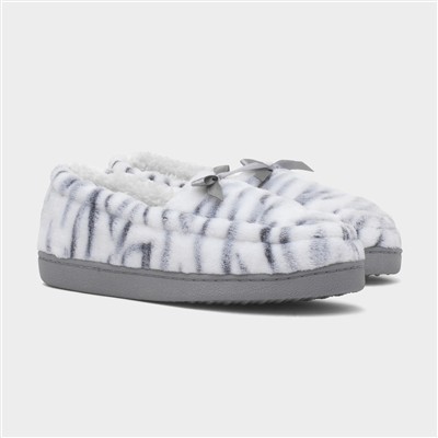 Womens Grey Zebra Moccasin