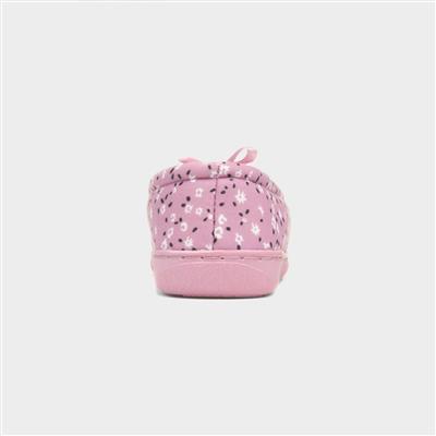 Womens Pink Floral Moccasin