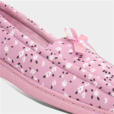 Womens Pink Floral Moccasin