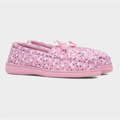 Womens Pink Floral Moccasin