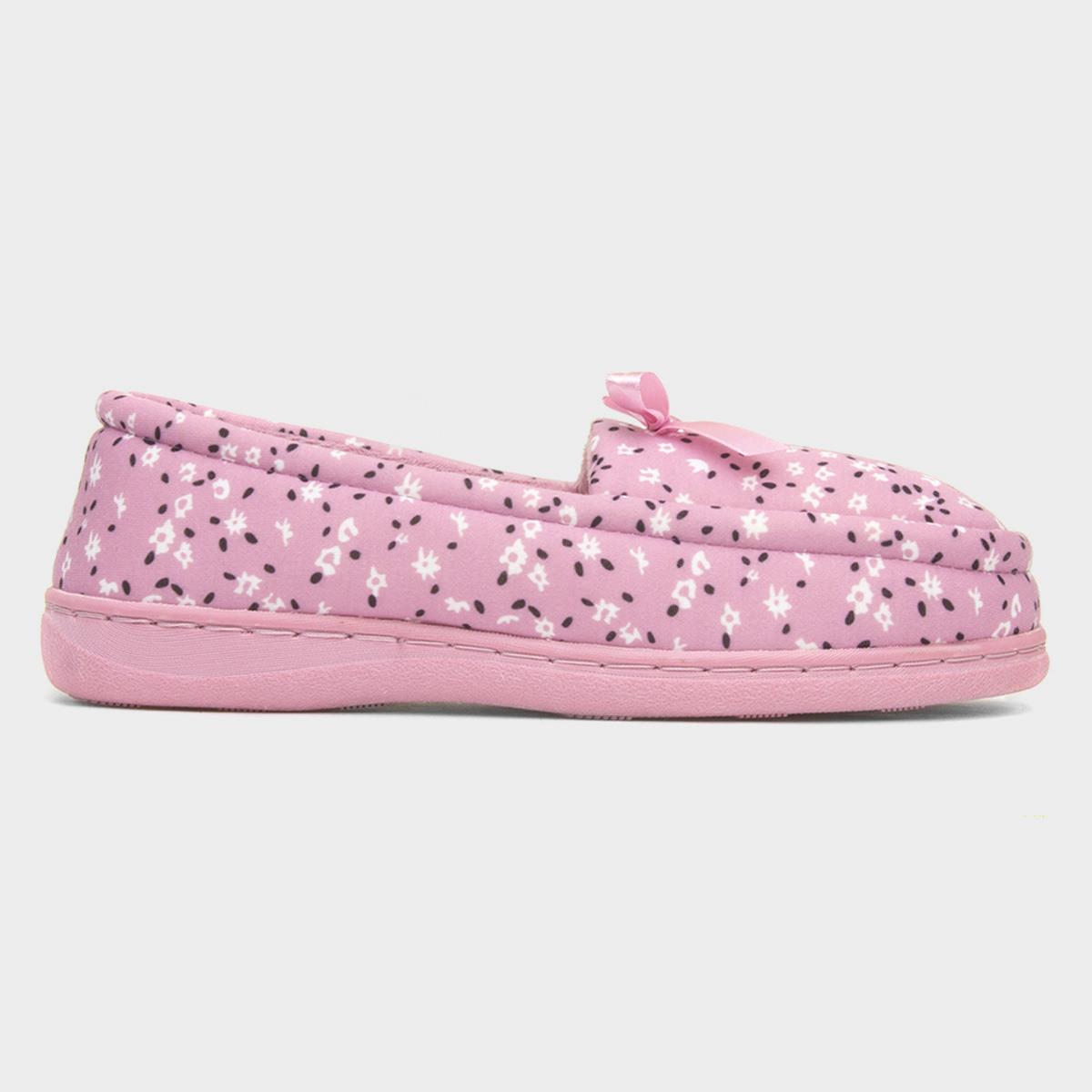 Womens Pink Floral Moccasin