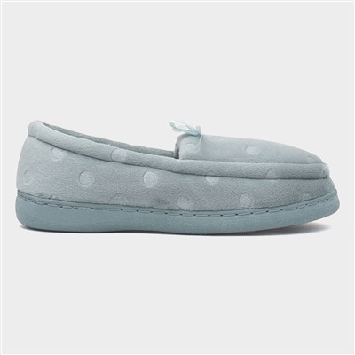 Womens Aqua Blue Dot Moccasin