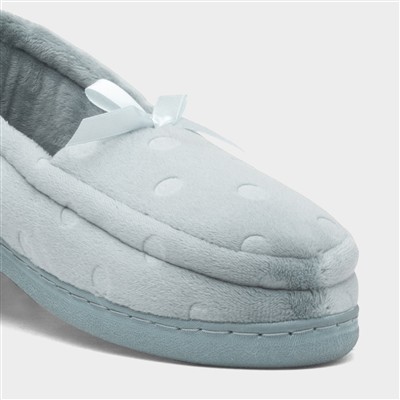 Womens Aqua Blue Dot Moccasin