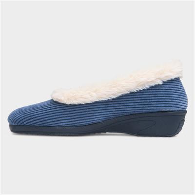 Glynis Womens Navy Wedge Slipper