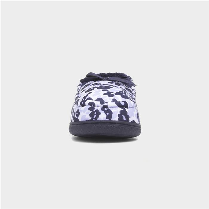 Womens Navy Floral Moccasin