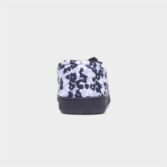 Womens Navy Floral Moccasin