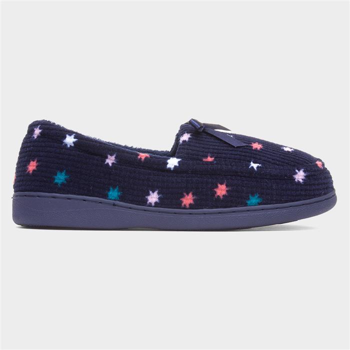 Womens Navy Stars Moccasin-69243 | shoezone