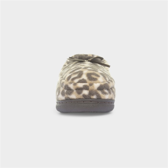 Womens Brown Leopard Moccasin