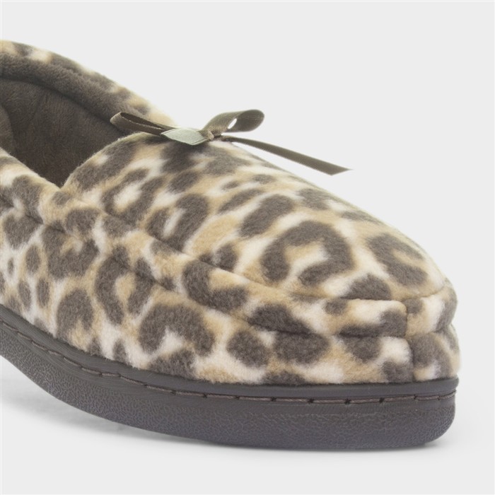 Womens Brown Leopard Moccasin