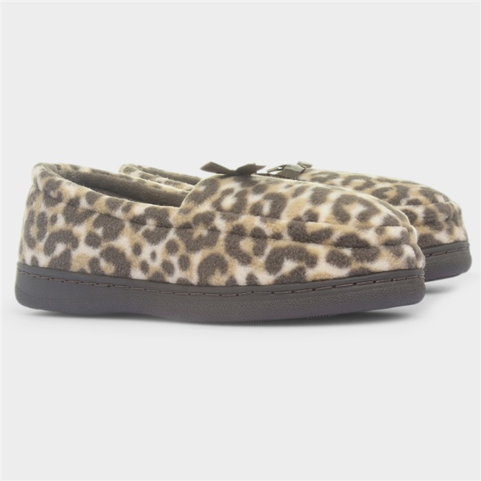 Womens Brown Leopard Moccasin