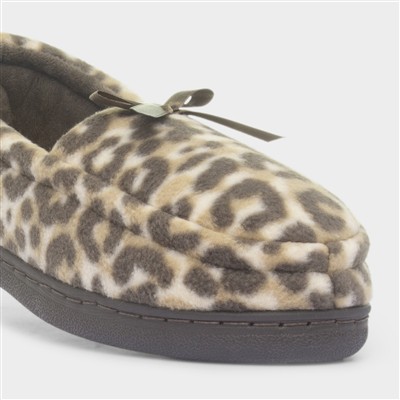 Womens Brown Leopard Moccasin
