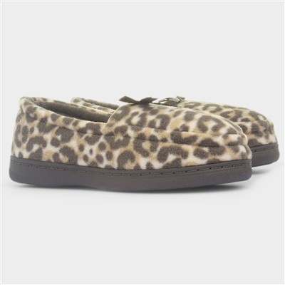 Womens Brown Leopard Moccasin