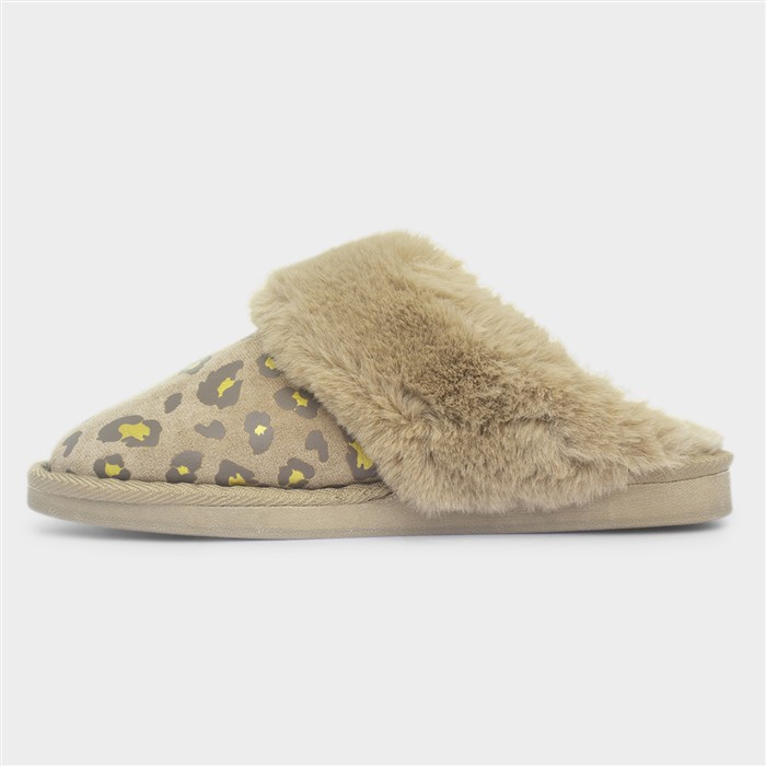 Mila Womens Brown Leopard Mule Slipper